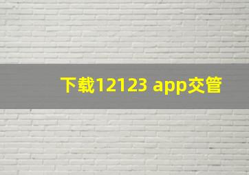 下载12123 app交管